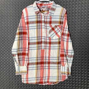 Merona Red Cream Plaid Flannel Casual Wear Comfort Button‎ Up Shirt Women's XXL